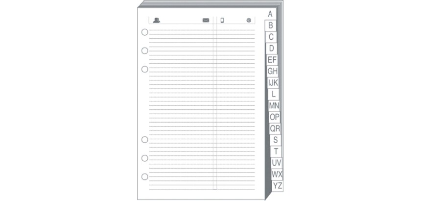 Quo Vadis - Recharge Organiseur - REPERTOIRE TEL T17 Blanc - 10x17 cm