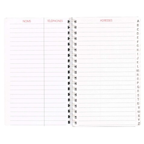 Agenda Moderne - Répertoire alphabétique - Spiralé - 8,5x13 cm - tranche dorée - par 5
