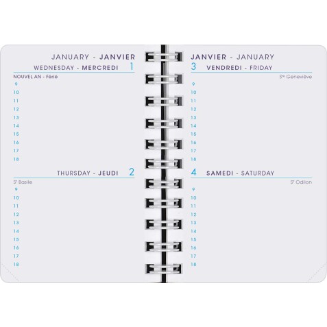 Agenda Moderne - Recharge Agenda - Spiralé - 2026 - INT 8310 /2 - 2JOURS/PAGE - 2 jours par page - Multilingue - 12 mois de janv à déc. - 7x10 cm - tranche dorée