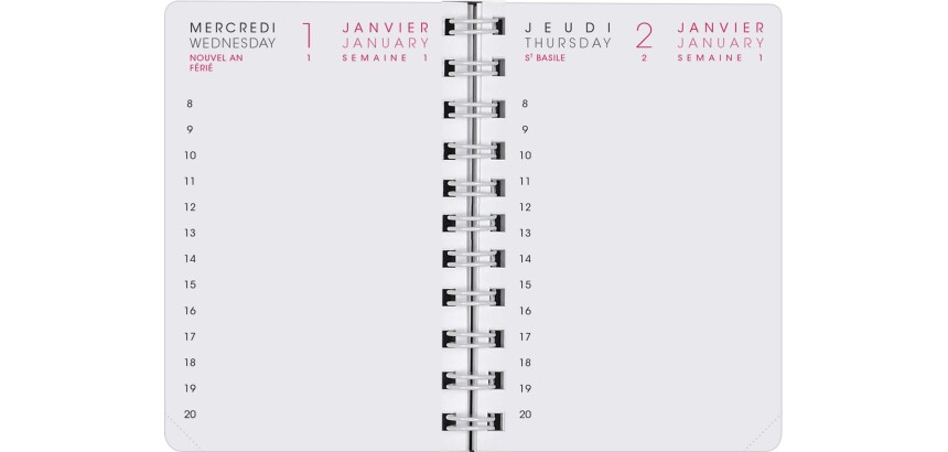 Agenda Moderne - Recharge Agenda - Spiralé - 2026 - INT 8310 - 1JOUR/PAGE / 4 trimestres - Journalier - Multilingue - 12 mois de janv à déc. - 7x10 cm - tranche dorée