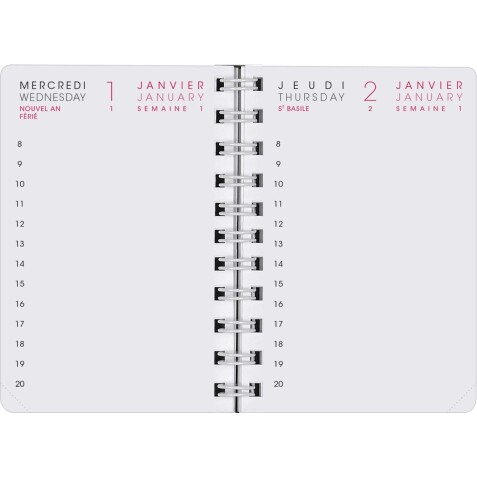 Agenda Moderne - Recharge Agenda - Spiralé - 2026 - INT 8310 - 1JOUR/PAGE / 4 trimestres - Journalier - Multilingue - 12 mois de janv à déc. - 7x10 cm - tranche dorée