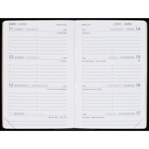 Agenda Moderne Semainier SEM Recharge - Multilingue - 12 mois de Janv/Déc - 8,5x13 cm - tranche dorée