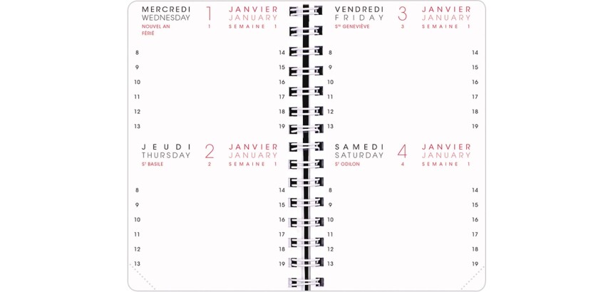 Agenda Moderne - Recharge Agenda - Spiralé - 2026 - INT 8313/2 - 13 2JOURS/PAGE - Journalier - Multilingue - 12 mois de janv à déc. - 8,5x13 cm - tranche dorée