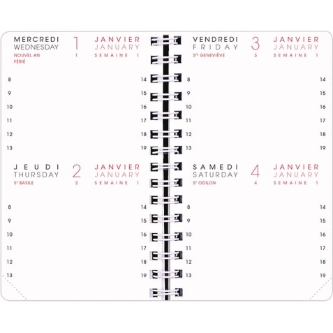 Agenda Moderne - Recharge Agenda - Spiralé - 2026 - INT 8313/2 - 13 2JOURS/PAGE - Journalier - Multilingue - 12 mois de janv à déc. - 8,5x13 cm - tranche dorée