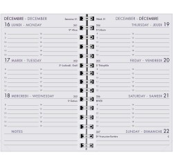 Agenda Moderne - Recharge Agenda - Spiralé avec répertoire tranche dorée - 2027 - INT 8313S - 13 SEM - Semainier Horizontal - Multilingue - 12 mois de janvier à décembre - 8,5x13 cm