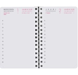 Agenda Moderne - Recharge Agenda - Spiralé avec répertoire tranche dorée - 2027 - INT 8313 - 13 1JOUR/PAGE / 4 trimestres - Journalier - Multilingue - 12 mois de janvier à décembre - 8,5x13 cm