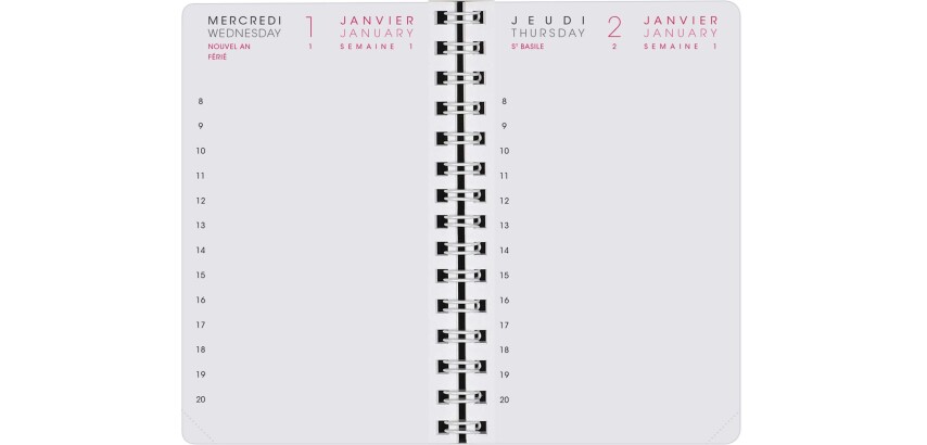 Agenda Moderne - Recharge Agenda - Spiralé avec répertoire tranche dorée - 2027 - INT 8313 - 13 1JOUR/PAGE / 4 trimestres - Journalier - Multilingue - 12 mois de janvier à décembre - 8,5x13 cm