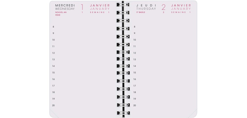 Agenda Moderne - Recharge Agenda - Spiralé - 2026 - INT8313SEM - 13 1JOUR/PAGE / 2 semestres - Journalier - Multilingue - 12 mois de janv à déc. - 8,5x13 cm - tranche dorée