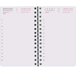 Agenda Moderne - Recharge Agenda - Spiralé avec répertoire tranche dorée - 2027 - INT8313SEM - 13 1JOUR/PAGE / 2 semestres - Journalier - Multilingue - 12 mois de janvier à décembre - 8,5x13 cm