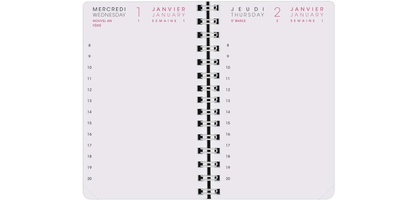 Agenda Moderne - Recharge Agenda - Spiralé avec répertoire tranche dorée - 2027 - INT8313SEM - 13 1JOUR/PAGE / 2 semestres - Journalier - Multilingue - 12 mois de janvier à décembre - 8,5x13 cm