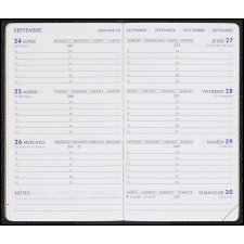 Agenda Moderne Semainier Hebdoplan Recharge - Multilingue - 12 mois de Janv/Déc - 8,7x15,3 cm - tranche dorée