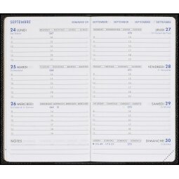 Agenda Moderne Semainier Hebdoplan Recharge - Multilingue - 12 mois de Janv/Déc - 8,7x15,3 cm - tranche dorée