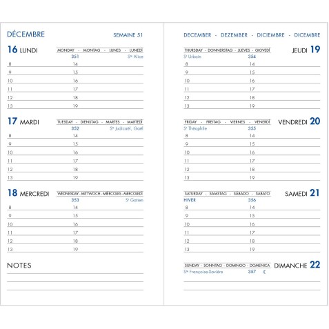 Agenda Moderne - Recharge Agenda - 2026 - INT 2001 - HEBDOPLAN - Semainier Horizontal - Multilingue - 12 mois de janv à déc. - 8,7x15,3 cm - tranche dorée