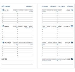 Agenda Moderne - Recharge Agenda avec répertoire tranche dorée - 2027 - INT 2001 - HEBDOPLAN - Semainier Horizontal - Multilingue - 12 mois de janvier à décembre - 8,7x15,3 cm