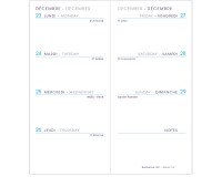 Agenda Moderne - Recharge Agenda avec répertoire tranche dorée - 2027 - INT 851 - MINI SEM - Semainier Horizontal - Multilingue - 12 mois de janvier à décembre - 6x14 cm