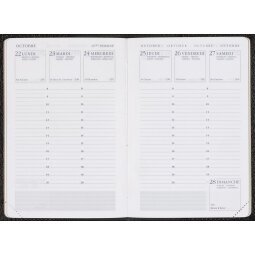 Agenda Moderne Semainier EUR Recharge - Multilingue - 12 mois de Janv/Déc - 8,7x13,6 cm - tranche dorée