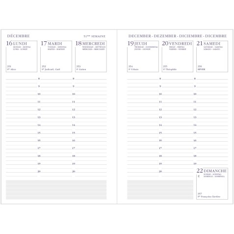 Agenda Moderne - Recharge Agenda - 2026 - Semainier Horizontal - Multilingue - 12 mois de janv à déc. - 8,7x13,6 cm - tranche dorée