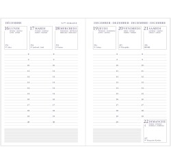 Agenda Moderne - Recharge Agenda avec répertoire tranche dorée - 2027 - Semainier Horizontal - Multilingue - 12 mois de janvier à décembre - 8,7x13,6 cm