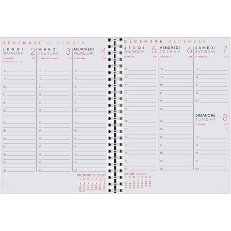 Agenda Moderne - Recharge Agenda - Spiralé - 2026 - INT ABSEM - AB SEM - Semainier Horizontal - Multilingue - 12 mois de janv à déc. - 15x21 cm - tranche dorée