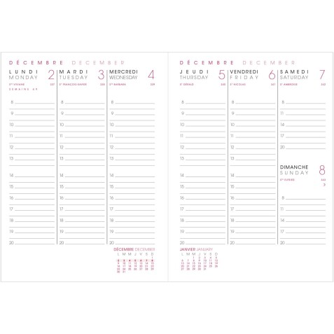 Agenda Moderne - Recharge Agenda - 2026 - INT INTABOS - AB SEM - Semainier Horizontal - Multilingue - 12 mois de janv à déc. - 15x21 cm - tranche dorée