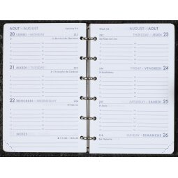 Agenda Moderne Semainier Modul SEM Recharge - Multilingue - 12 mois de Janv/Déc - 8,5x13 cm - tranche dorée