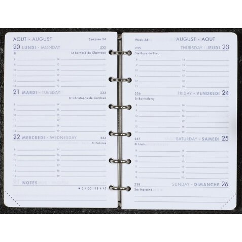 Agenda Moderne Semainier Modul SEM Recharge - Multilingue - 12 mois de Janv/Déc - 8,5x13 cm - tranche dorée