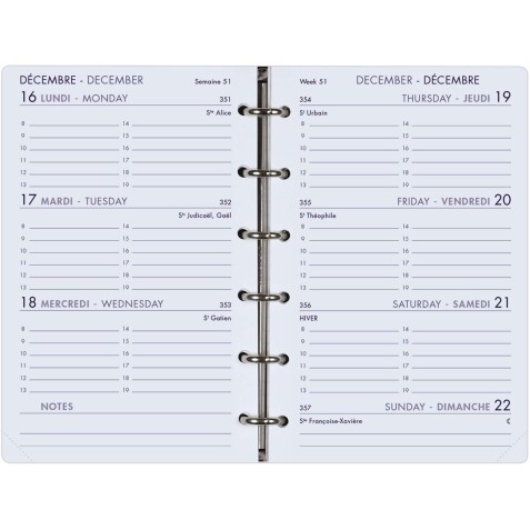 Agenda Moderne - Recharge Organiseur - 2026 - INT 9213SEM - 13 SEM - Semainier Horizontal - Multilingue - 12 mois de janv à déc. - 8,5x13 cm - tranche dorée