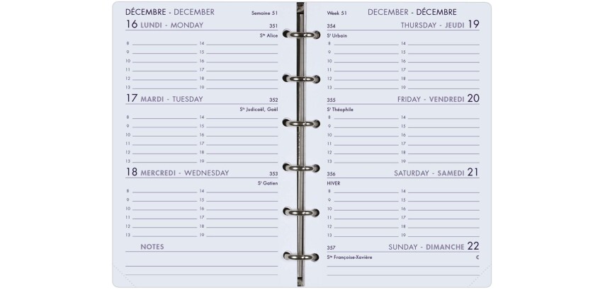 Agenda Moderne - Recharge Organiseur tranche dorée - 2027 - INT 9213SEM - 13 SEM - Semainier Horizontal - Multilingue - 12 mois de janvier à décembre - 8,5x13 cm