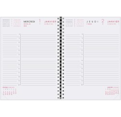Agenda Moderne - Recharge Agenda - Spiralé avec répertoire tranche dorée - 2027 - INTAB1J - 1JOUR/PAGE / 2 semestres - Journalier - Multilingue - 12 mois de janvier à décembre - 15x21 cm