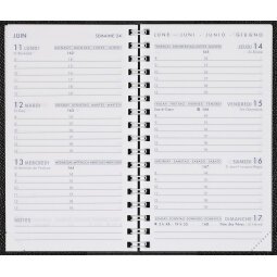 Agenda Moderne Semainier Hebdoplan Recharge - Spiralé - Multilingue - 16 mois de Sept/Déc - 8,7x15,3 cm