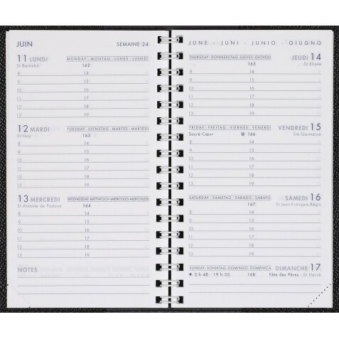 Agenda Moderne Semainier Hebdoplan Recharge - Spiralé - Multilingue - 16 mois de Sept/Déc - 8,7x15,3 cm