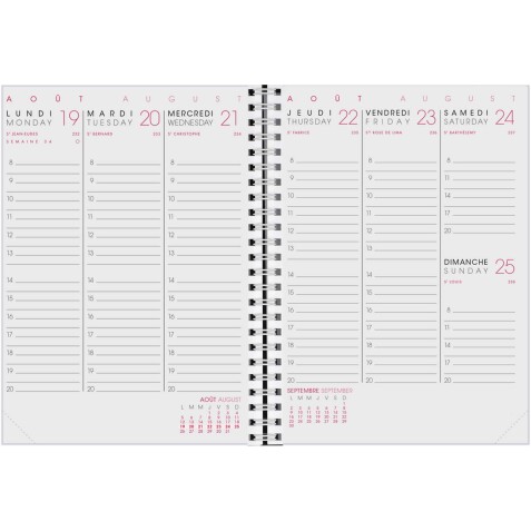 Agenda Moderne - Recharge Agenda 16 mois - Spiralé - 2025-2026 - INT ABSAD - AB SEM - Semainier Planning - Multilingue - 16 mois de septembre à décembre - 15x21 cm
