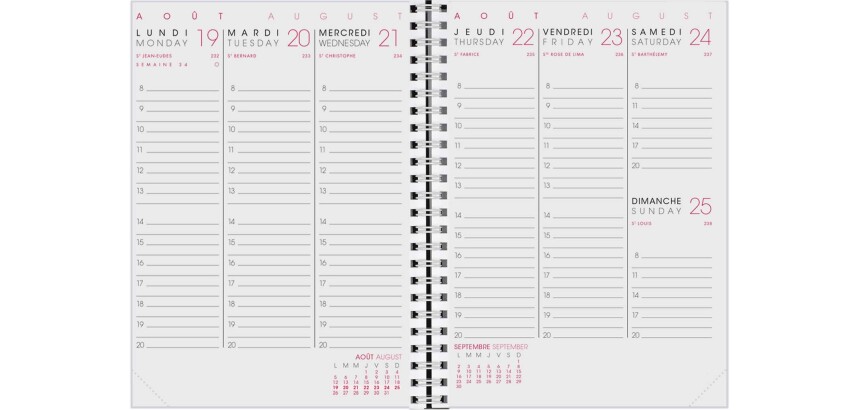 Agenda Moderne - Recharge Agenda 16 mois - Spiralé avec répertoire - 2026-2027 - INT ABSAD - AB SEM - Semainier Planning - Multilingue - 16 mois de septembre à décembre - 15x21 cm