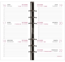 Agenda Moderne - Recharge Organiseur - 2026 - Semainier Horizontal - Multilingue - 12 mois de janv à déc. - 10x17 cm - tranche dorée