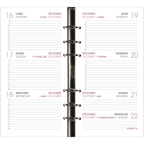 Agenda Moderne - Recharge Organiseur - 2026 - Semainier Horizontal - Multilingue - 12 mois de janv à déc. - 10x17 cm - tranche dorée