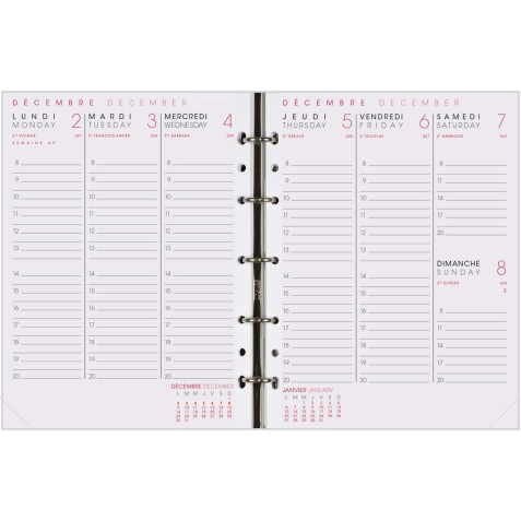 Agenda Moderne - Recharge Organiseur - 2026 - INT ABASEM - AB SEM - Semainier Horizontal - Multilingue - 12 mois de janv à déc. - 15x20 cm - tranche dorée