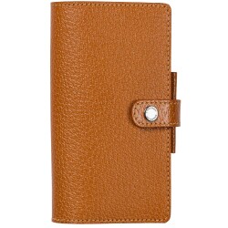 Agenda Moderne - Agenda - 2026 - INT 851 - MINI SEM - Semainier Horizontal - Multilingue - Pekari - Marron - 12 mois de janv à déc. - 6x14 cm - Cuir pleine fleur de porc - tranche dorée - à pression