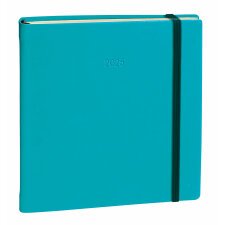 Agenda Semainier Executif Prestige Quo Vadis - Multilingue - Silk - 13 mois de Déc/Déc - 16x16 cm avec élastique - Turquoise