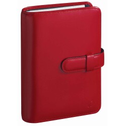 Quo Vadis - Organiseur - 2025-2026 - Timer 17 Prestige - Semainier Planning - Français - Luna - Rouge - 16 mois de septembre à décembre - 10x17 cm - Croûte de cuiravec répertoire