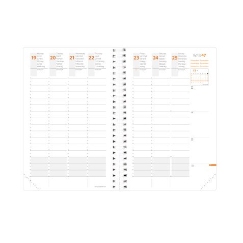 Quo Vadis - Ricambio Agenda - Spiralata - 2025 - Time & Life Pocket - Settimana Planning - Multiling - 13 mesi da dic a dic - 10x15 cm