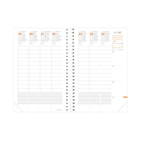 Quo Vadis - Ricambio Agenda - Spiralata - 2025 - Time & Life Large - Settimana Planning - Multilingua - 13 mesi da dic a dic - 16x24 cm