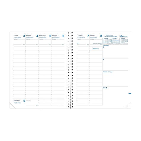 Quo Vadis - Ricambio Agenda - Spiralata - 2025 - Presidente S - Settimana Planning - Italiano - 13 mesi da dic a dic - 21x27 cm