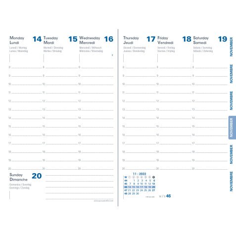 Quo Vadis - Ricambio Agenda - 2025 - Affari Riciclata - Settimana Planning - Multilingua - 13 mesi da dic a dic - 10x15 cm