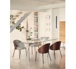 Eamy light brown chair in an ash wood veneer with a wenge finish and black metal