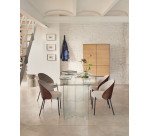 Eamy light brown chair in an ash wood veneer with a wenge finish and black metal