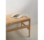 Banc Zaide en bois de chêne finition naturelle et assise en corde 120 cm