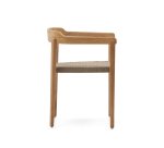 Stapelbare stoel Icaro van massief teakhout met een natuurlijke afwerking en beige touw