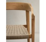 Stapelbare stoel Icaro van massief teakhout met een natuurlijke afwerking en beige touw