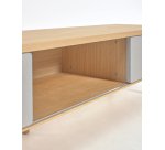 Meuble TV Anielle 2 portes en bois massif et placage de frêne 180 x 41 cm