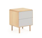 Table de chevet Anielle en bois massif et placage de frêne 50 x 58,4 cm